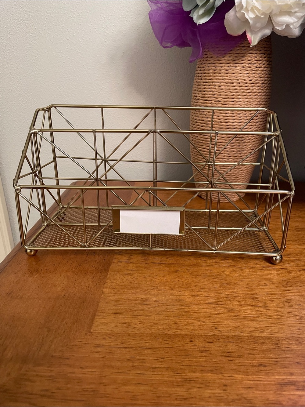 Gold Tone Wire Desk Organizer Like New